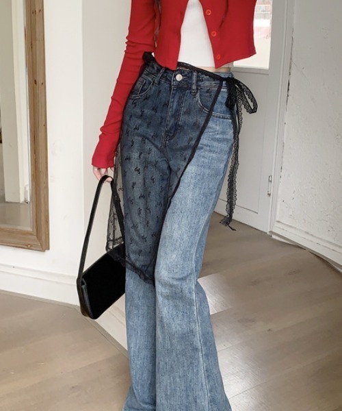 Vipoa(ヴィポア)の「リボンラップシアースカート(スカート・レディース・ブラック/ホワイト・FREE)」の13枚目の写真