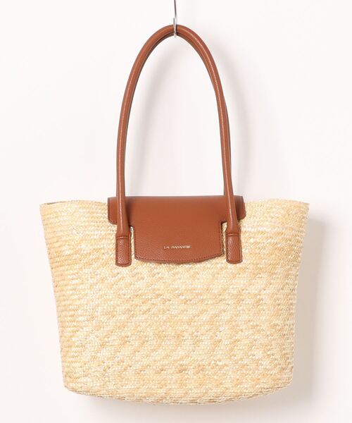 LA BAGAGERIE（ラバガジェリー）の「フラップかごトートバッグ（かごバッグ・レディース・ブラック/グレー/ナチュラル/アイボリー・FREE）」の4枚目の写真