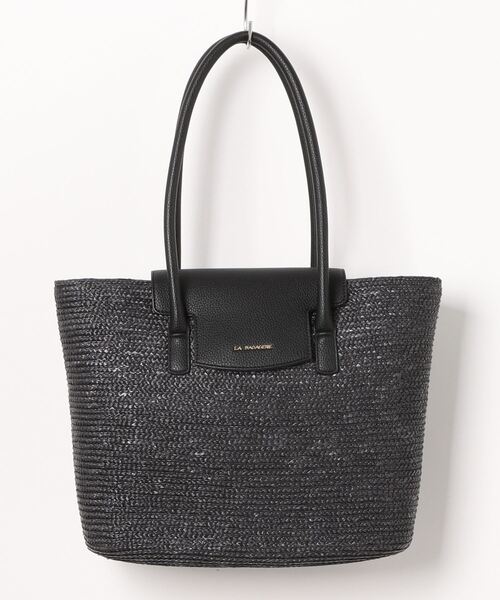 LA BAGAGERIE（ラバガジェリー）の「フラップかごトートバッグ（かごバッグ・レディース・ブラック/グレー/ナチュラル/アイボリー・FREE）」の2枚目の写真