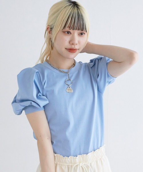 リボンプルオーバー&ロングパンツセット オフホワイト アンドイット and it_ ひんやりタッチワイドプルオーバー×パンツ