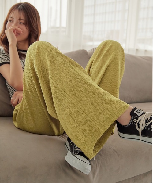 CHAN ME(チャンミ)の「ふくれジャガードワイドパンツ(その他パンツ・レディース・ブラック/ベージュ/ブルー/グリーン系・SMALL/MEDIUM/LARGE/X-LARGE)」の5枚目の写真
