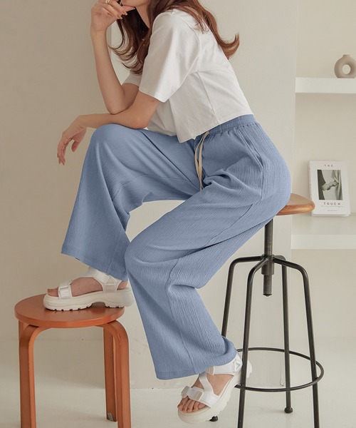 ふくれジャガードワイドパンツ（その他パンツ）｜CHAN ME