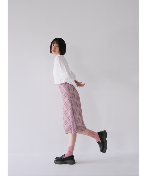 Uenui(ウニュイ)の「チェック フレア スカート フレアスカート クラシカル リボン(スカート・レディース・ピンク/ブルー・S/M)」の13枚目の写真