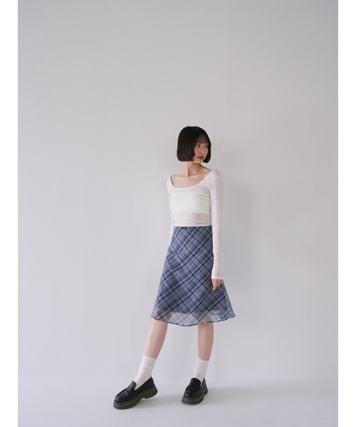 Uenui(ウニュイ)の「チェック フレア スカート フレアスカート クラシカル リボン(スカート・レディース・ピンク/ブルー・S/M)」の19枚目の写真