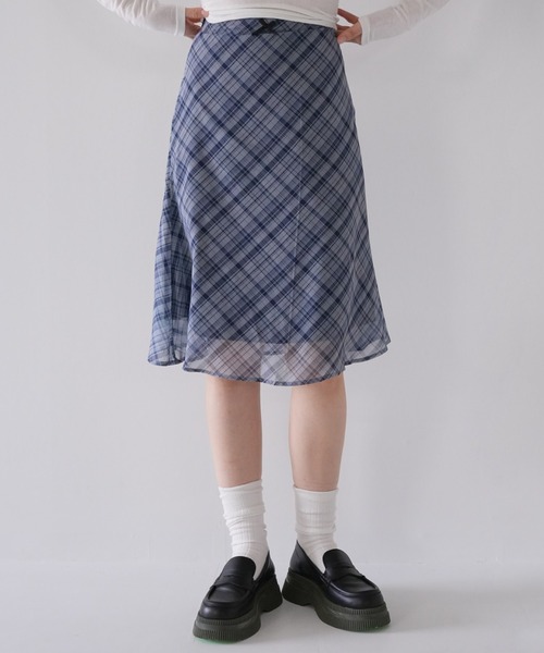 Uenui(ウニュイ)の「チェック フレア スカート フレアスカート クラシカル リボン(スカート・レディース・ピンク/ブルー・S/M)」の22枚目の写真