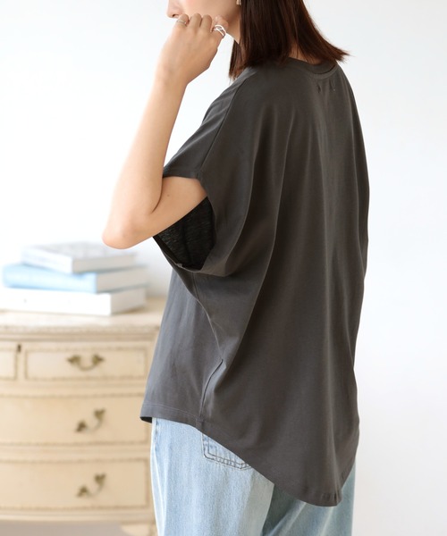 SUNFLOWER EIGHT(サンフラワーエイト)の「ドルマンスリーブトップス(Tシャツ/カットソー・レディース・ライトオリーブ/チャコール/カーキ/ブラック/ブラウン・M/L)」の12枚目の写真