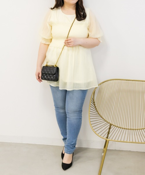 レイヤード風半袖シャーリングブラウス（シャツ/ブラウス）｜CLETTE（クレット）