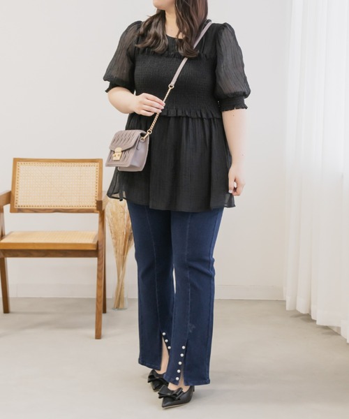 レイヤード風半袖シャーリングブラウス（シャツ/ブラウス）｜CLETTE（クレット）