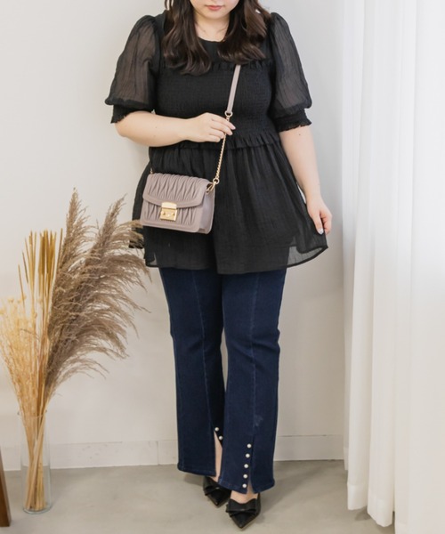 レイヤード風半袖シャーリングブラウス（シャツ/ブラウス）｜CLETTE（クレット）