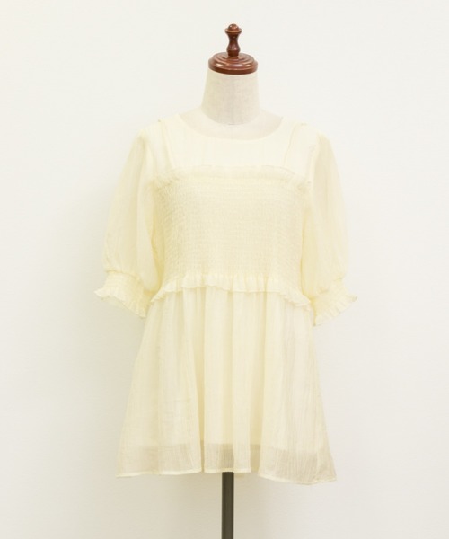 レイヤード風半袖シャーリングブラウス（シャツ/ブラウス）｜CLETTE（クレット）