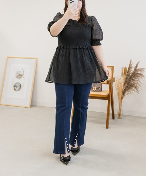 レイヤード風半袖シャーリングブラウス（シャツ/ブラウス）｜CLETTE（クレット）