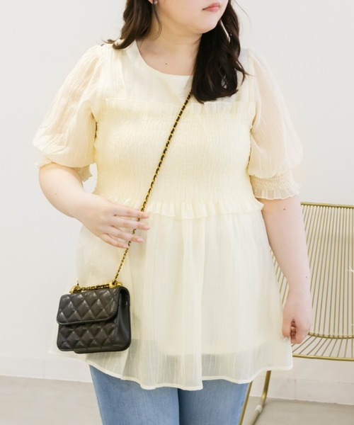 レイヤード風半袖シャーリングブラウス（シャツ/ブラウス）｜CLETTE（クレット）