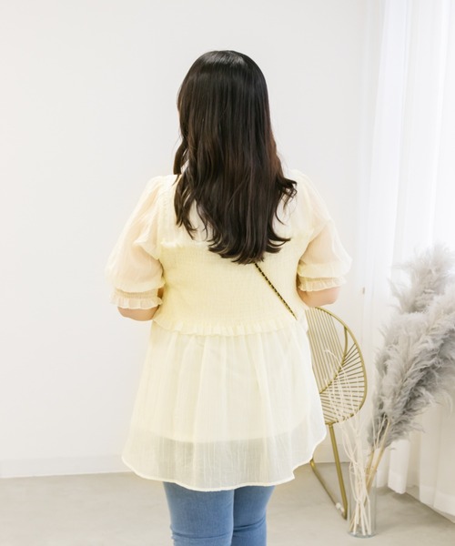 レイヤード風半袖シャーリングブラウス（シャツ/ブラウス）｜CLETTE（クレット）