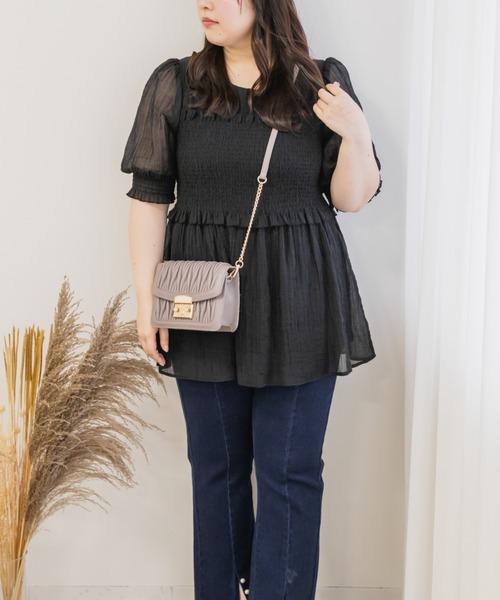 レイヤード風半袖シャーリングブラウス（シャツ/ブラウス）｜CLETTE（クレット）