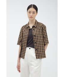 美品♪マーガレットハウエル I リネン 半袖シャツ リボン ブラウス オレンジ MARGARET HOWELL（マーガレットハウエル）の「COTTON LINEN