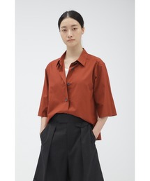 美品♪マーガレットハウエル I リネン 半袖シャツ リボン ブラウス オレンジ MARGARET HOWELL（マーガレットハウエル）の「COTTON LINEN