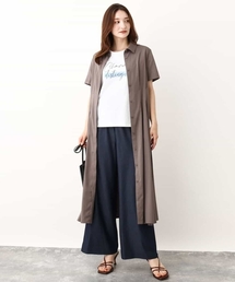 MK MICHEL KLEIN | ウエストタックシャツワンピース/洗える(シャツワンピース)