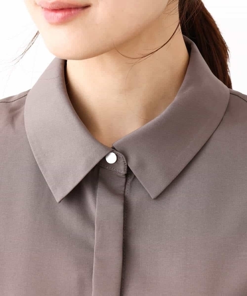 MK MICHEL KLEIN（エムケーミッシェルクラン）の「ウエストタックシャツワンピース/洗える（シャツワンピース・レディース・グリーン/モカ・38）」の18枚目の写真