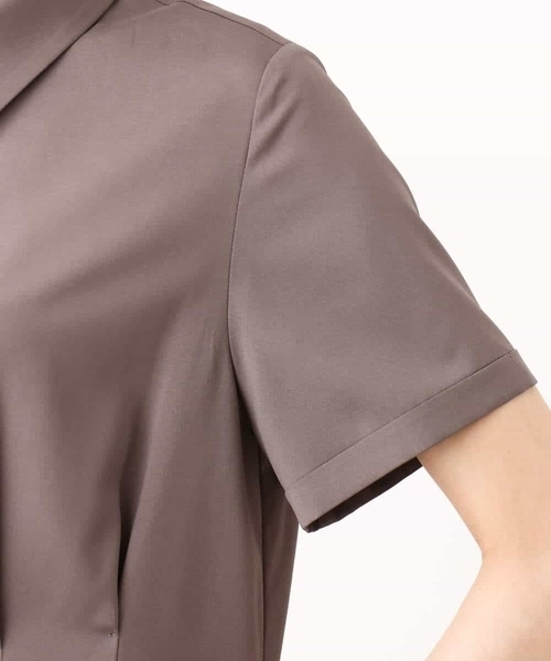 MK MICHEL KLEIN（エムケーミッシェルクラン）の「ウエストタックシャツワンピース/洗える（シャツワンピース・レディース・グリーン/モカ・38）」の19枚目の写真