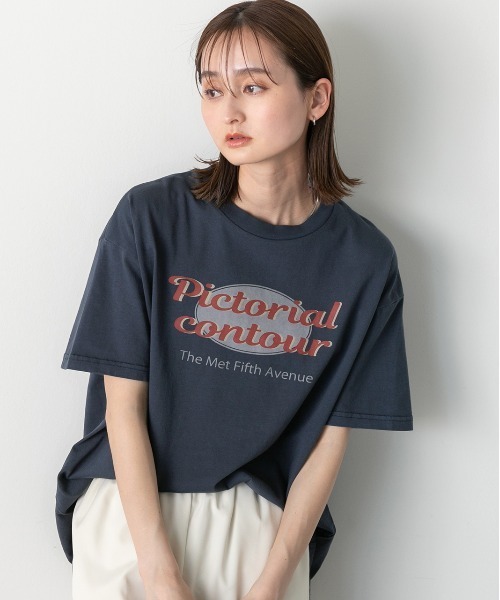 ad thie(アドティエ)の「ヴィンテージ風ロゴ ピグメントTシャツ(Tシャツ/カットソー・レディース・チャコールグレー/ブルー/レッド/ネイビー・FREE)」の20枚目の写真