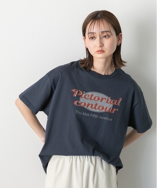 ad thie(アドティエ)の「ヴィンテージ風ロゴ ピグメントTシャツ(Tシャツ/カットソー・レディース・チャコールグレー/ブルー/レッド/ネイビー・FREE)」の22枚目の写真