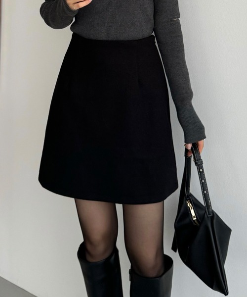 callautia（カラウティア）の「ウールライク起毛ミニスカート