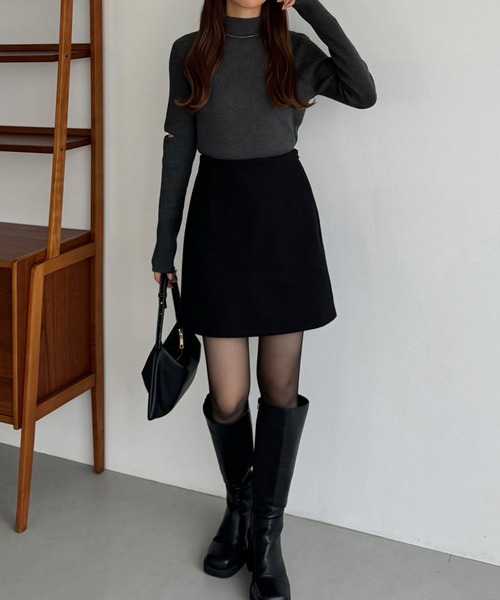 callautia(カラウティア)の「ウールライク起毛ミニスカート(インナーパンツ付き)(スカート・レディース・チャコール/ブラック/アイボリー/ブラウン・SMALL/MEDIUM/LARGE/X-LARGE)」の7枚目の写真