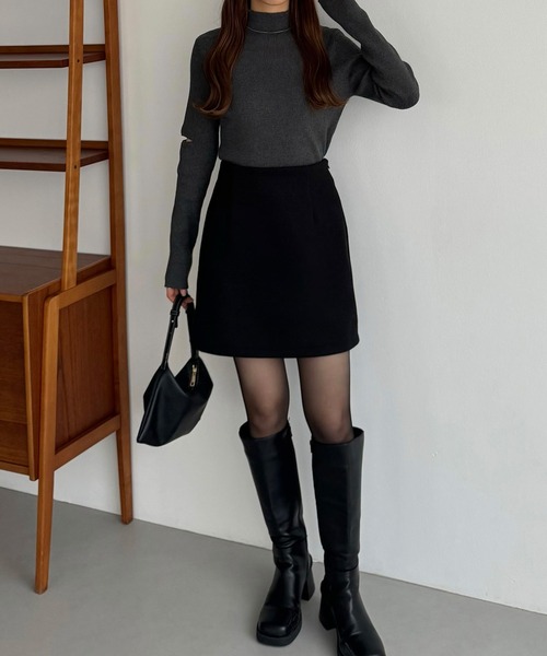 callautia(カラウティア)の「ウールライク起毛ミニスカート(インナーパンツ付き)(スカート・レディース・チャコール/ブラック/アイボリー/ブラウン・SMALL/MEDIUM/LARGE/X-LARGE)」の8枚目の写真