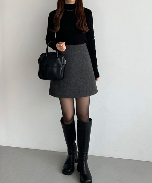 callautia(カラウティア)の「ウールライク起毛ミニスカート(インナーパンツ付き)(スカート・レディース・チャコール/ブラック/アイボリー/ブラウン・SMALL/MEDIUM/LARGE/X-LARGE)」の14枚目の写真