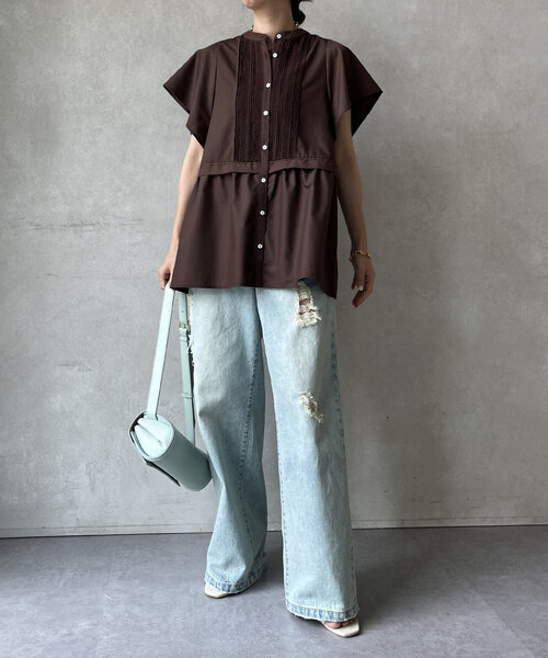 DouDou(ドゥドゥ)の「【WEB限定】ペプラム切替ブラウス(シャツ/ブラウス・レディース・ブラウン/オフホワイト/ブラック・FREE)」の22枚目の写真