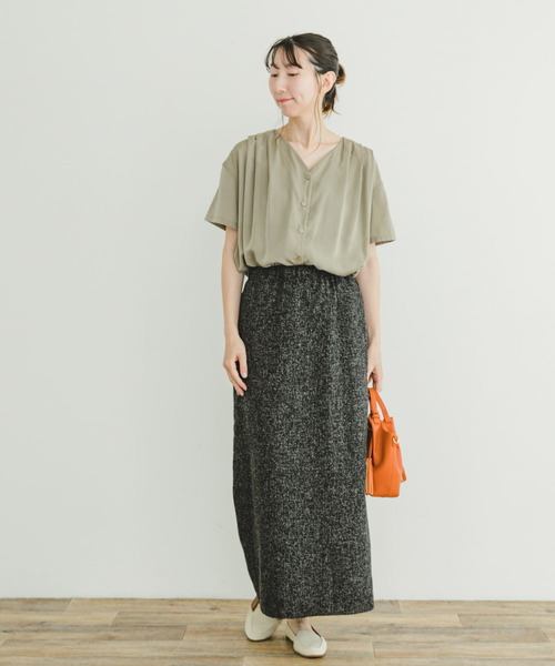 ITEMS URBANRESEARCH(アイテムズ アーバンリサーチ)の「ツイードライクペンシルスカート(スカート・レディース・ベージュ/ブラック・FREE)」の6枚目の写真