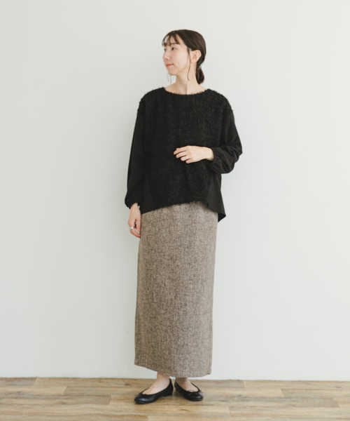 ITEMS URBANRESEARCH(アイテムズ アーバンリサーチ)の「ツイードライクペンシルスカート(スカート・レディース・ベージュ/ブラック・FREE)」の18枚目の写真