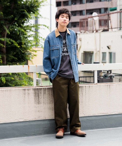 niko and（ニコアンド）の「襟コーデュロイデニムシャツ【niko and