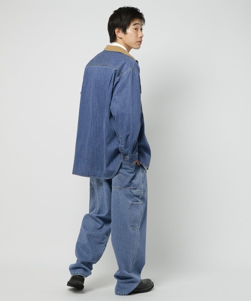 niko and（ニコアンド）の「襟コーデュロイデニムシャツ