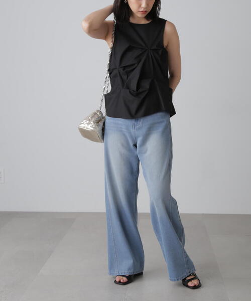 FREE'S MART（フリーズマート）の「◆イレギュラータックデザインブラウス（シャツ/ブラウス・レディース・ホワイト/ブラック/オレンジ・FREE）」の5枚目の写真