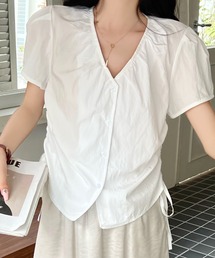 プリーツブラウスルーズシフォンシャツ