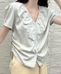 プリーツブラウスルーズシフォンシャツ