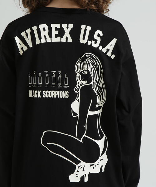 AVIREX（アヴィレックス）の「《WEB&DEPOT限定》BLACK SCORPIONS LONGSLEEVE T-SHIRT / ブラック スコーピオン 長袖Tシャツ（Tシャツ/カットソー・レディース・その他/ブラック/ホワイト・F）」の9枚目の写真