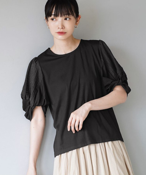 e-zakkamania stores(イーザッカマニアストアーズ)の「ラメバルーンスリーブ プルオーバー(Tシャツ/カットソー・レディース・ブラック/ベージュ・フリー)」の14枚目の写真