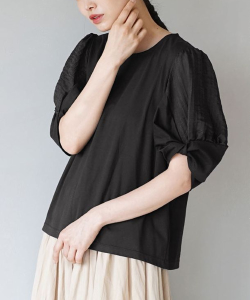 e-zakkamania stores(イーザッカマニアストアーズ)の「ラメバルーンスリーブ プルオーバー(Tシャツ/カットソー・レディース・ブラック/ベージュ・フリー)」の15枚目の写真