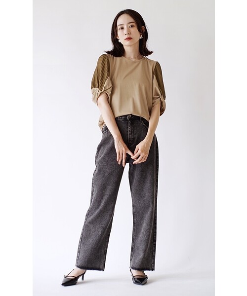 e-zakkamania stores(イーザッカマニアストアーズ)の「ラメバルーンスリーブ プルオーバー(Tシャツ/カットソー・レディース・ブラック/ベージュ・フリー)」の16枚目の写真