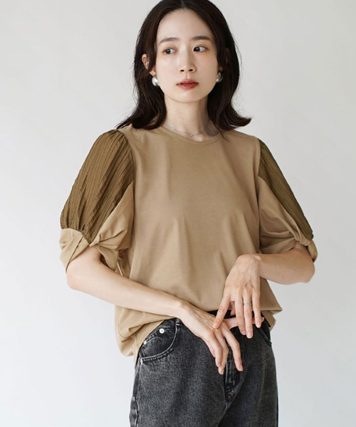 e-zakkamania stores(イーザッカマニアストアーズ)の「ラメバルーンスリーブ プルオーバー(Tシャツ/カットソー・レディース・ブラック/ベージュ・フリー)」の5枚目の写真