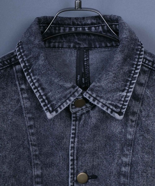 ANPAS（アンパス）の「10.5oz Vintage Wash Denim Jacket/10.5オンス ヴィンテージ ウォッシュ デニムジャケット（デニムジャケット・メンズ・ブラック/サックスブルー・L/M/LL）」の7枚目の写真