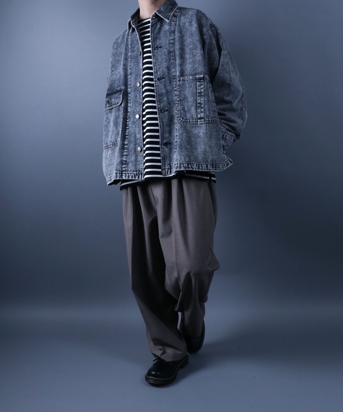 ANPAS（アンパス）の「10.5oz Vintage Wash Denim Jacket/10.5オンス ヴィンテージ ウォッシュ デニムジャケット（デニムジャケット・メンズ・ブラック/サックスブルー・L/M/LL）」の17枚目の写真