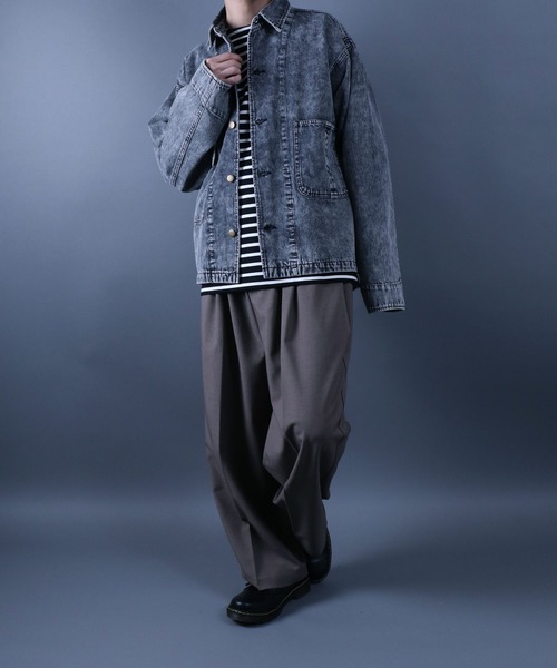 ANPAS（アンパス）の「10.5oz Vintage Wash Denim Jacket/10.5オンス ヴィンテージ ウォッシュ デニムジャケット（デニムジャケット・メンズ・ブラック/サックスブルー・L/M/LL）」の19枚目の写真