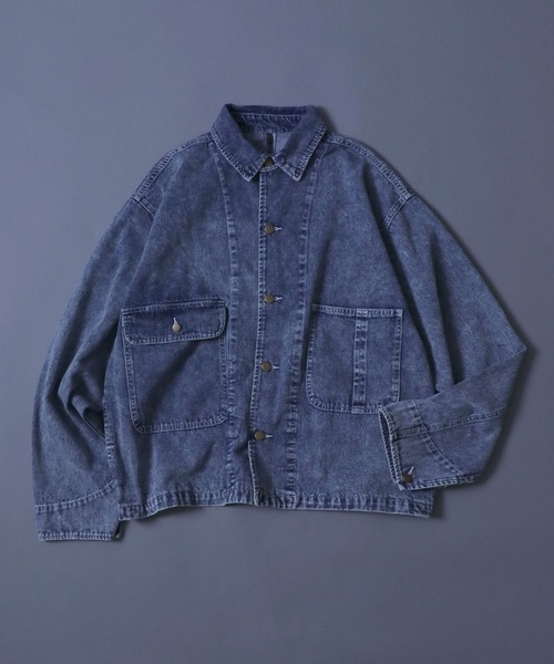 ANPAS（アンパス）の「10.5oz Vintage Wash Denim Jacket/10.5オンス ヴィンテージ ウォッシュ デニムジャケット（デニムジャケット・メンズ・ブラック/サックスブルー・L/M/LL）」の16枚目の写真