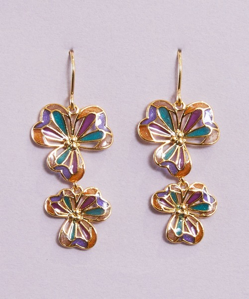 Zoule（ゾーラ）の「Zoule ゾーラ：MOROCCAN　モロッカンシリーズ　flower moroccan　ピアス（ピアス（両耳用）・レディース・パープル/レッド・FREE）」の5枚目の写真