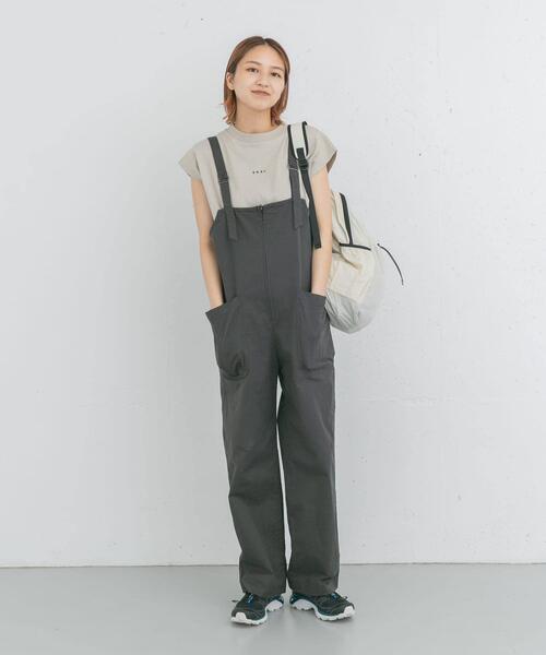 EKAL(エカル)の「製品洗いジップデザインサロペット(サロペット/オーバーオール・レディース・チャコールグレー/キャメル・ONE)」の17枚目の写真