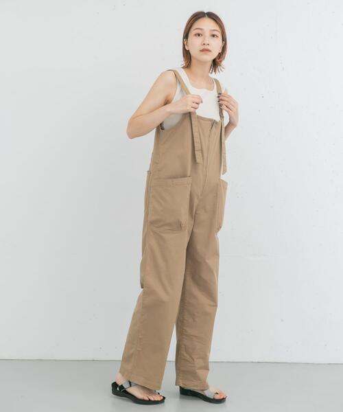 EKAL(エカル)の「製品洗いジップデザインサロペット(サロペット/オーバーオール・レディース・チャコールグレー/キャメル・ONE)」の5枚目の写真