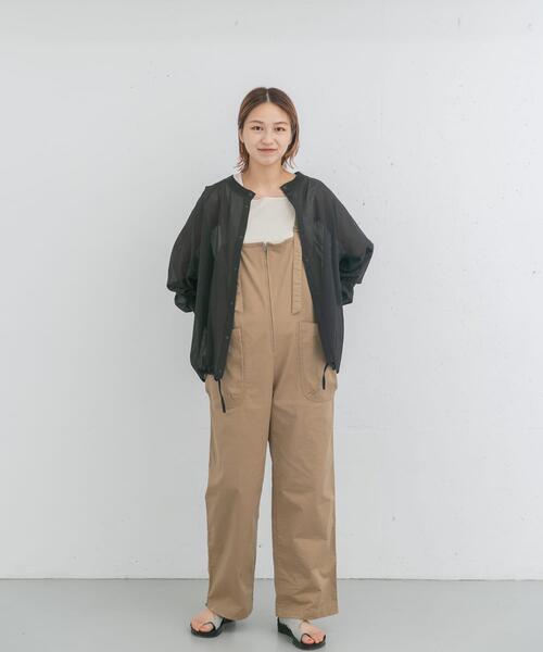 EKAL(エカル)の「製品洗いジップデザインサロペット(サロペット/オーバーオール・レディース・チャコールグレー/キャメル・ONE)」の7枚目の写真